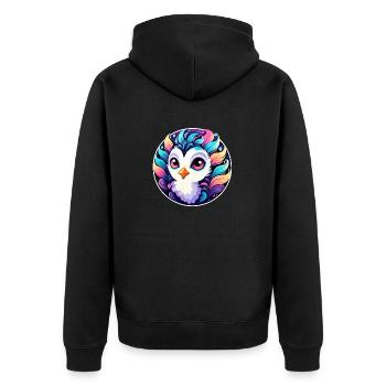 Peacock Bird Drawing - Unisex Premium Organic Zip Hoodie - black - Back - Nico (187cm)