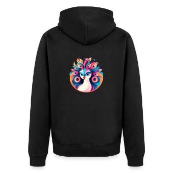 Peacock Bird Drawing - Unisex Premium Organic Zip Hoodie - black - Back - Nico (187cm)