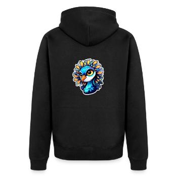 Peacock Bird Drawing - Unisex Premium Organic Zip Hoodie - black - Back - Nico (187cm)