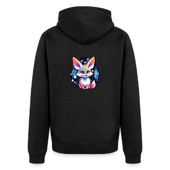Desert Fox Fennec Drawing - Unisex Premium Organic Zip Hoodie - black - Back - Nico (187cm)