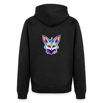 Wüstenfuchs Fennek Zeichnung - Unisex Premium Bio Zip Hoodie - Schwarz - Hinten - Nico (187cm)