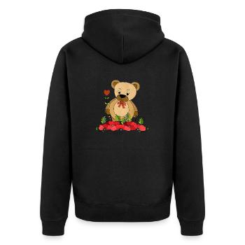 Teddy bear - Unisex Premium Organic Zip Hoodie - black - Back - Nico (187cm)