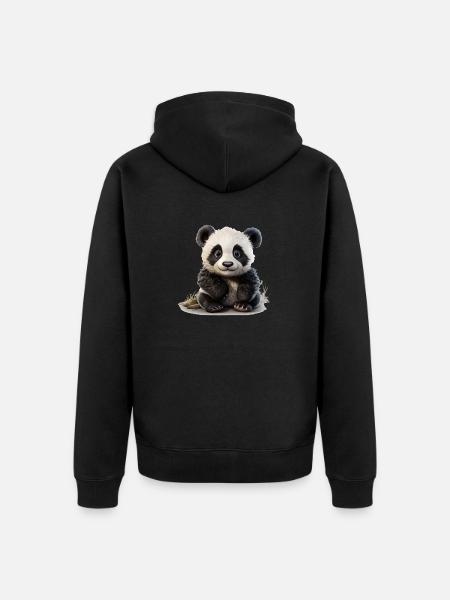 Putziger kleiner Pandabär - Unisex Premium Bio Zip Hoodie - Schwarz