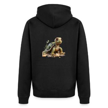 Drôle de petite tortue - Veste à capuche bio Premium Unisexe - noir - Dos - Nico (187cm)