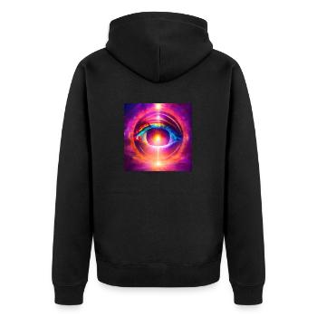Weltall Spiritualität - Unisex Premium Bio Zip Hoodie - Schwarz - Hinten - Nico (187cm)