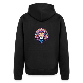 Lion Drawing - Unisex Premium Organic Zip Hoodie - black - Back - Nico (187cm)