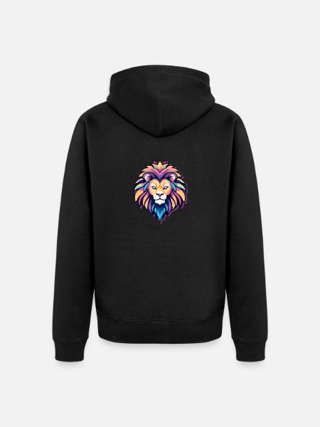 Lion Drawing - Unisex Premium Organic Zip Hoodie - black