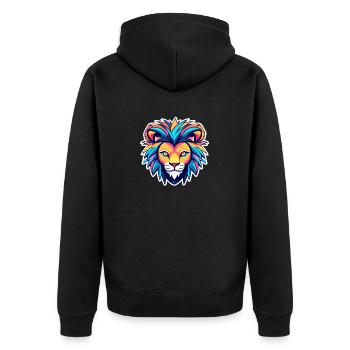 Lion Drawing - Unisex Premium Organic Zip Hoodie - black - Back - Nico (187cm)