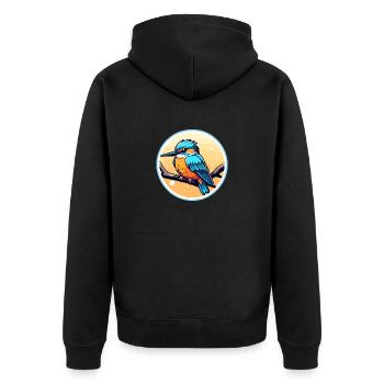 Kingfisher Bird Drawing - Unisex Premium Organic Zip Hoodie - black - Back - Nico (187cm)