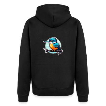 Kingfisher Bird Drawing - Unisex Premium Organic Zip Hoodie - black - Back - Nico (187cm)