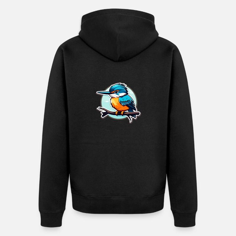 Dessin d’oiseau martin-pêcheur - Veste à capuche bio Premium Unisexe - noir