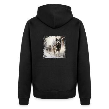 Schlittenhunde sind sehr ausdauernd - Unisex Premium Bio Zip Hoodie - Schwarz - Hinten - Nico (187cm)
