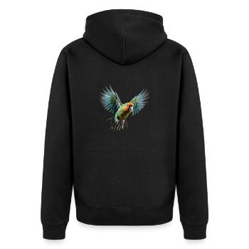 Parrot approaching for landing - Unisex Premium Organic Zip Hoodie - black - Back - Nico (187cm)