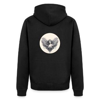Nachdenklicher Engel - Unisex Premium Bio Zip Hoodie - Schwarz - Hinten - Nico (187cm)