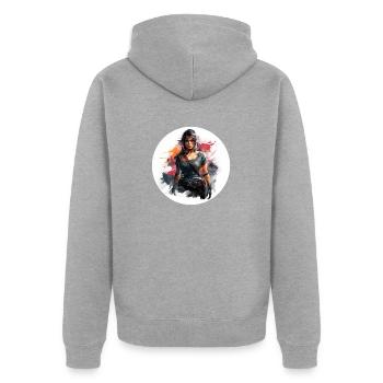 Determined Explorer - Unisex Premium Organic Zip Hoodie - heather grey - Back - Nico (187cm)