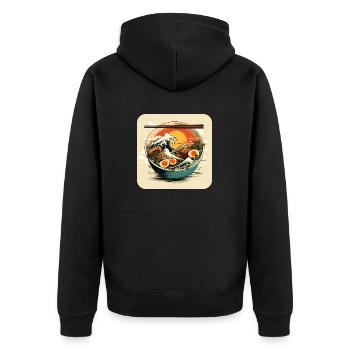 Ramen Wave - Unisex Premium Organic Zip Hoodie - black - Back - Nico (187cm)