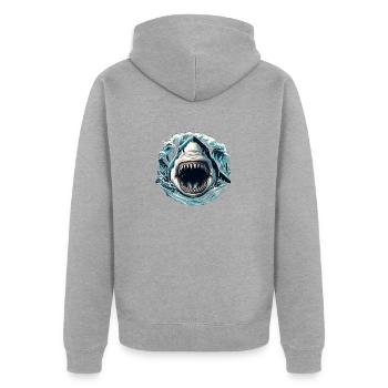 Attaque de requin - Veste à capuche bio Premium Unisexe - gris chiné - Dos - Nico (187cm)