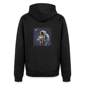 Astronauten-Bier - Unisex Premium Bio Zip Hoodie - Schwarz - Hinten - Nico (187cm)