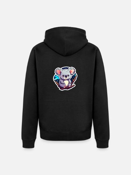 Koala Drawing - Unisex Premium Organic Zip Hoodie - black