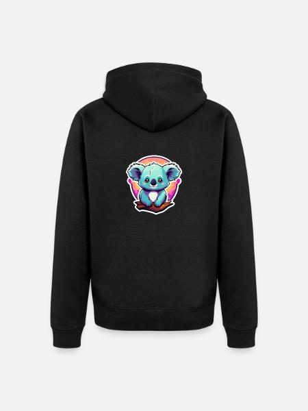 Koala Drawing - Unisex Premium Organic Zip Hoodie - black