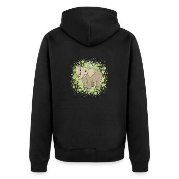 Elefant - Unisex Premium Bio Zip Hoodie - Schwarz - Hinten - Nico (187cm)