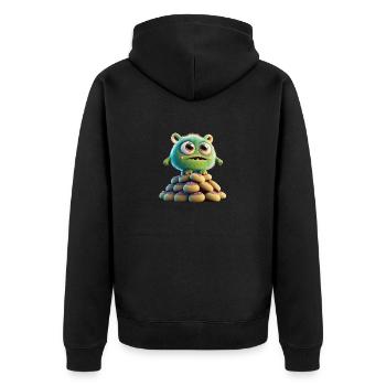 niedliches monster beängstigend lustig gruselig sitzt auf einem haufen - Unisex Premium Bio Zip Hoodie - Schwarz - Hinten - Nico (187cm)
