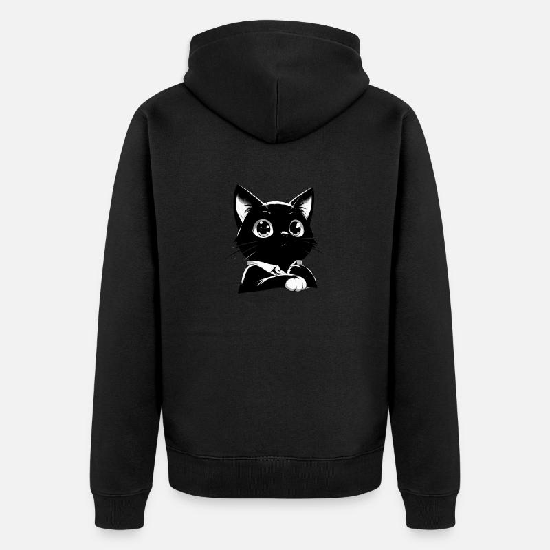 Chat de style anime - Veste à capuche bio Premium Unisexe - noir