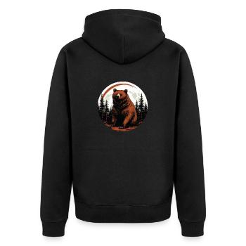 Wild bear - Unisex Premium Organic Zip Hoodie - black - Back - Nico (187cm)