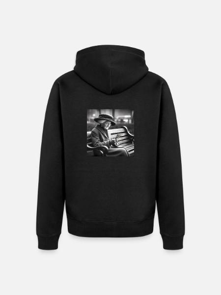 Granny with smartphone - Unisex Premium Organic Zip Hoodie - black
