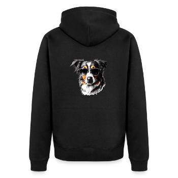Australischer Schäferhund Hunde Hundehalter Hund - Unisex Premium Bio Zip Hoodie - Schwarz - Hinten - Nico (187cm)