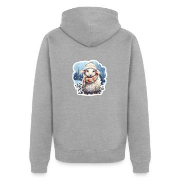 Moutons d’hiver - Veste à capuche bio Premium Unisexe - gris chiné - Dos - Nico (187cm)