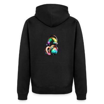 Headphones, Vocals, Listening Musicians, Gamers, Singers - Unisex Premium Organic Zip Hoodie - black - Back - Nico (187cm)