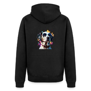 Dalmatien avec lunettes de soleil en couleurs - portrait - Veste à capuche bio Premium Unisexe - noir - Dos - Nico (187cm)