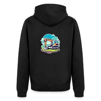 Bagger Baustelle Zeichnung - Unisex Premium Bio Zip Hoodie - Schwarz - Hinten - Nico (187cm)