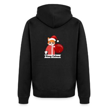 Merry Catmas - Unisex Premium Bio Zip Hoodie - Schwarz - Hinten - Nico (187cm)