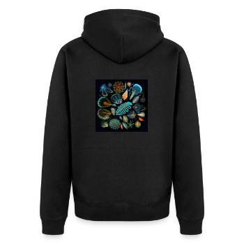 Korallenmärchen in der Dunkelheit - Unisex Premium Bio Zip Hoodie - Schwarz - Hinten - Nico (187cm)