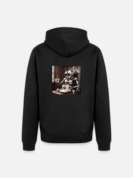 Coffee Bean Robot - Unisex Premium Organic Zip Hoodie - black