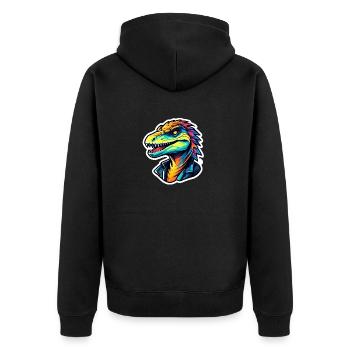 Dessin de dinosaure Velociraptor - Veste à capuche bio Premium Unisexe - noir - Dos - Nico (187cm)