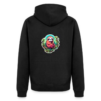 Dessin paresseux - Veste à capuche bio Premium Unisexe - noir - Dos - Nico (187cm)