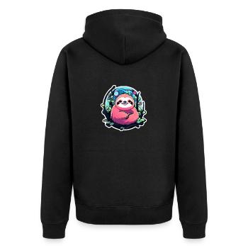 Dessin paresseux - Veste à capuche bio Premium Unisexe - noir - Dos - Nico (187cm)
