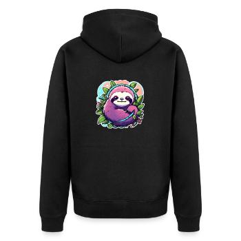 Dessin paresseux - Veste à capuche bio Premium Unisexe - noir - Dos - Nico (187cm)
