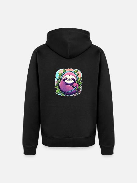 Sloth Drawing - Unisex Premium Organic Zip Hoodie - black