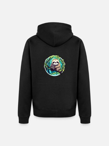 Sloth Drawing - Unisex Premium Organic Zip Hoodie - black