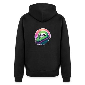 Dessin paresseux - Veste à capuche bio Premium Unisexe - noir - Dos - Nico (187cm)