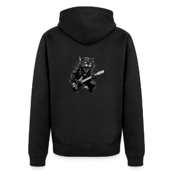 Haustiere, Niedlich, Katze, Tier, Katze, Lustige Musik, Gitarre - Unisex Premium Bio Zip Hoodie - Schwarz - Hinten - Nico (187cm)