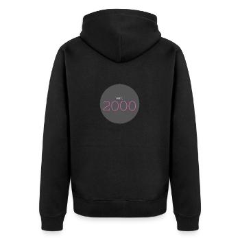 est. 2000, Birthday, Date, 90s, Year - Unisex Premium Organic Zip Hoodie - black - Back - Nico (187cm)