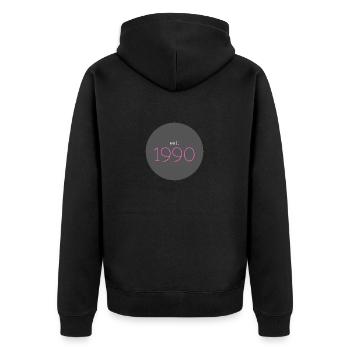 est. 1990, Birthday, Date, 90s, Year - Unisex Premium Organic Zip Hoodie - black - Back - Nico (187cm)