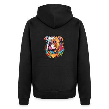 English Bull Dog - Unisex Premium Organic Zip Hoodie - black - Back - Nico (187cm)