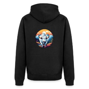 Yak blanc - Veste à capuche bio Premium Unisexe - noir - Dos - Nico (187cm)