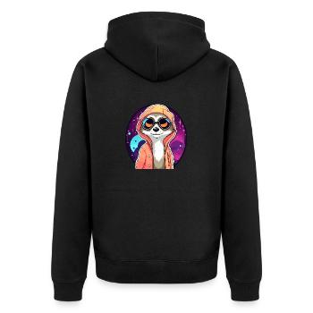 Meerkat Drawing - Unisex Premium Organic Zip Hoodie - black - Back - Nico (187cm)